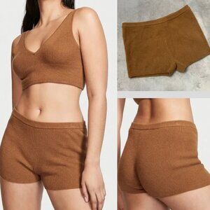 New! Victoria’s Secret 100% Cashmere Tan Brown Knit Lounge Panty Shorts 10955